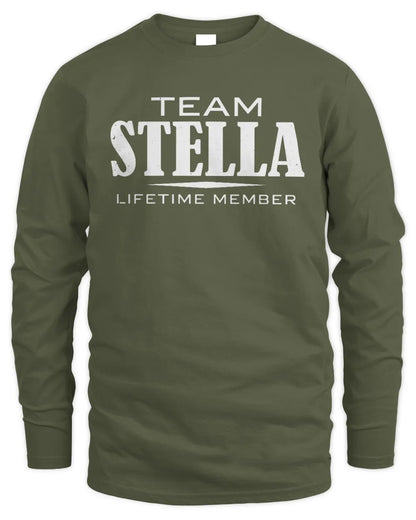 STELLA BL62-K4-128 - Personalized “Team NAME Lifetime Member” - Men's Long Sleeved T-Shirt - Military Green