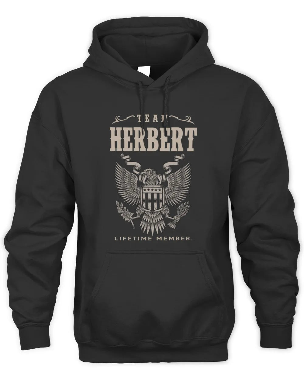 HERBERT TP06-K82 – Personalized Classic Style Apparel “Team NAME Lifetime Member” - Unisex Hoodie - Black