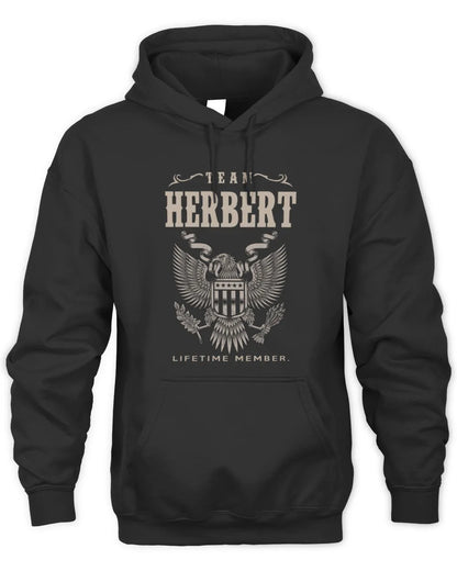 HERBERT TP06-K82 – Personalized Classic Style Apparel “Team NAME Lifetime Member” - Unisex Hoodie - Black