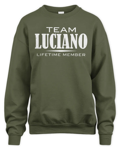 LUCIANO BL62-K4-128 - Personalized “Team NAME Lifetime Member” - Unisex Sweatshirt - Military Green
