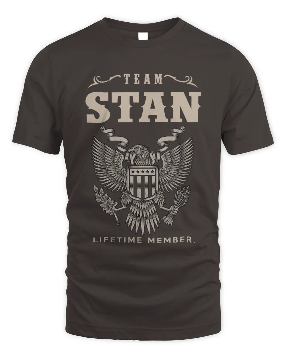 STAN TP06-K82 – Personalized Classic Style Apparel “Team NAME Lifetime Member” - Unisex Standard T-Shirt - Dark Chocolate