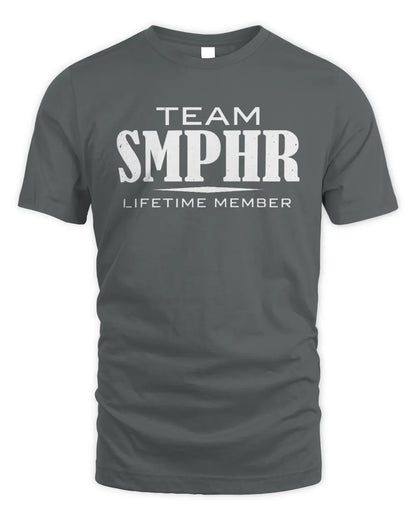 SMPHR BL62-K4-128 - Personalized “Team NAME Lifetime Member” - Unisex Standard T-Shirt - Charcoal