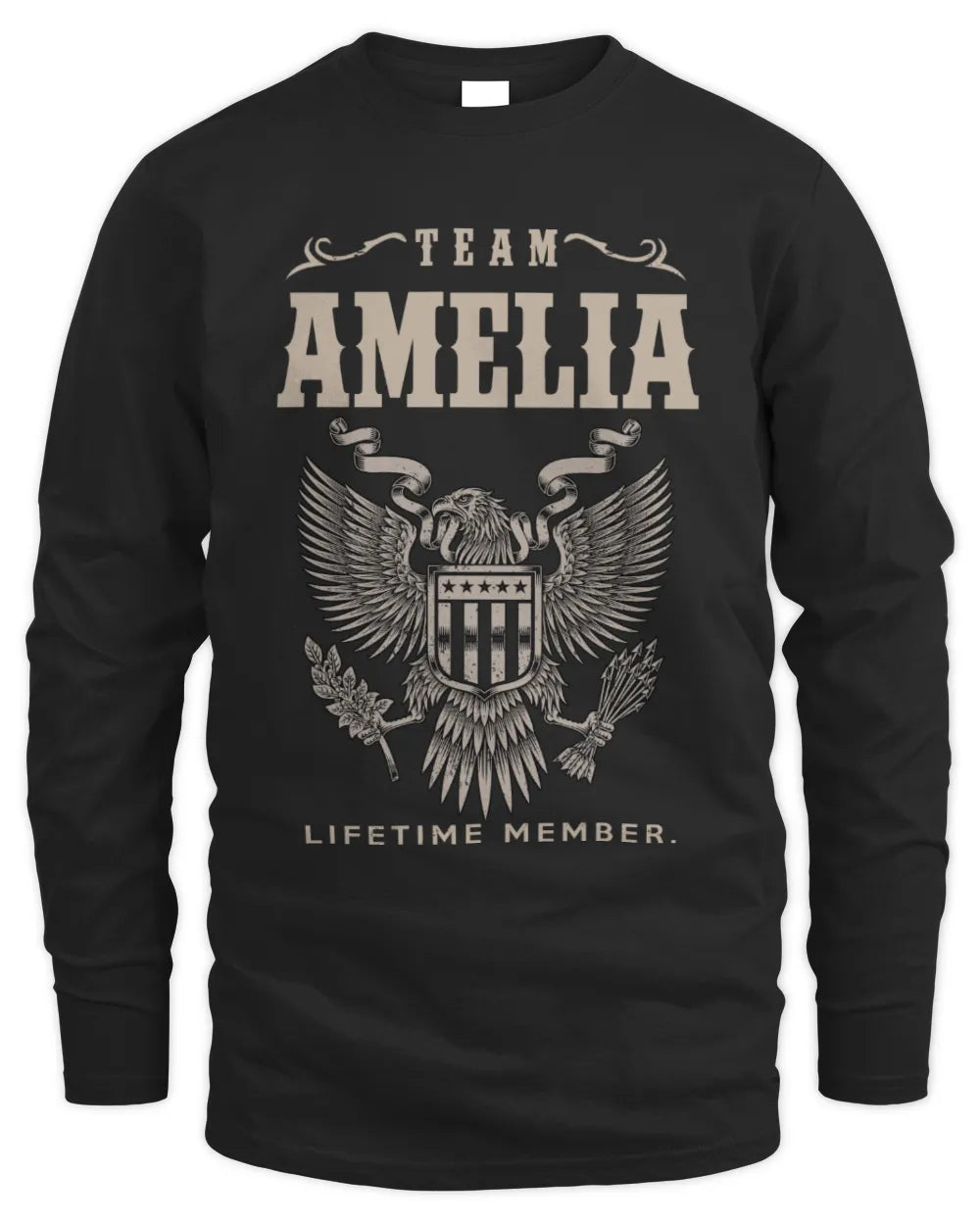 AMELIA TP06-K82 – Personalized Classic Style Apparel “Team NAME Lifetime Member” - Men's Long Sleeved T-Shirt - Black