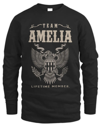 AMELIA TP06-K82 – Personalized Classic Style Apparel “Team NAME Lifetime Member” - Men's Long Sleeved T-Shirt - Black