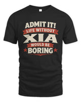 XIA P4 KT003 Personalized Funny Quote Apparel “Life Without NAME Would Be Boring” - Unisex Standard T-Shirt - Black