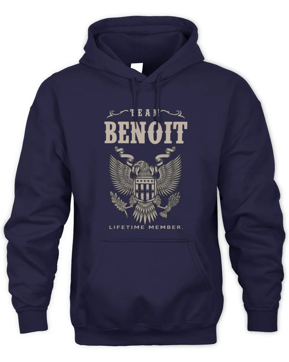 BENOIT TP06-K82 – Personalized Classic Style Apparel “Team NAME Lifetime Member” - Unisex Hoodie - Navy
