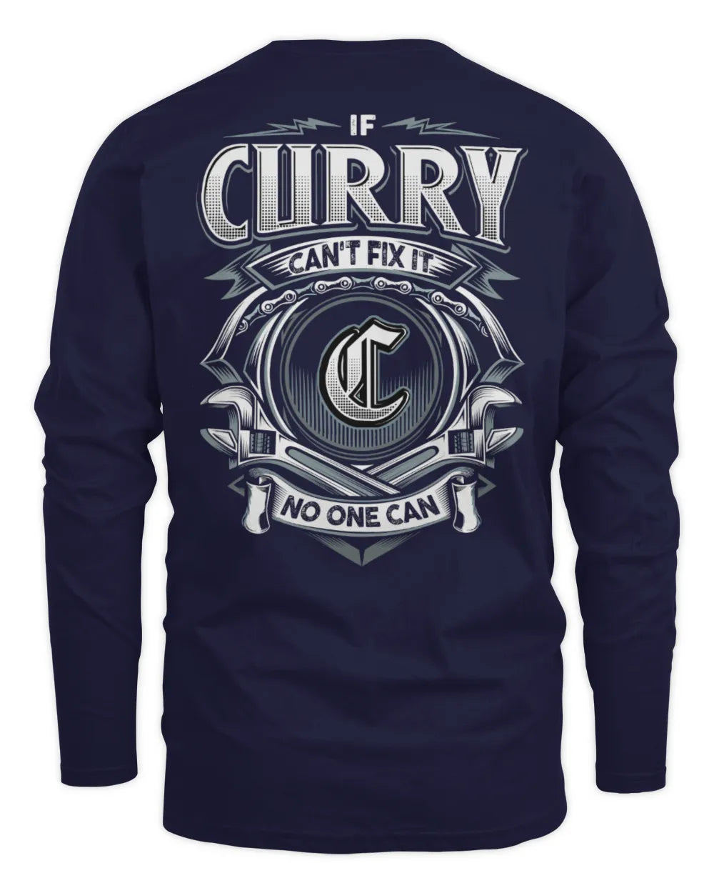 CURRY AP81-K4-626 - Personalized Ahmed Quote Apparel “If Ahmed Can't Fix It, No One Can” - Men's Long Sleeved T-Shirt - Navy