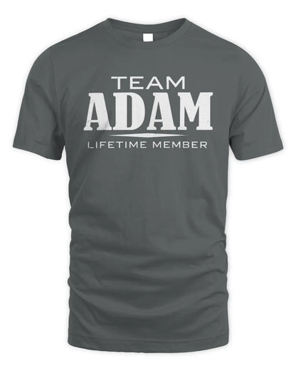ADAM BL62-K4-128 - Personalized “Team NAME Lifetime Member” - Unisex Standard T-Shirt - Charcoal