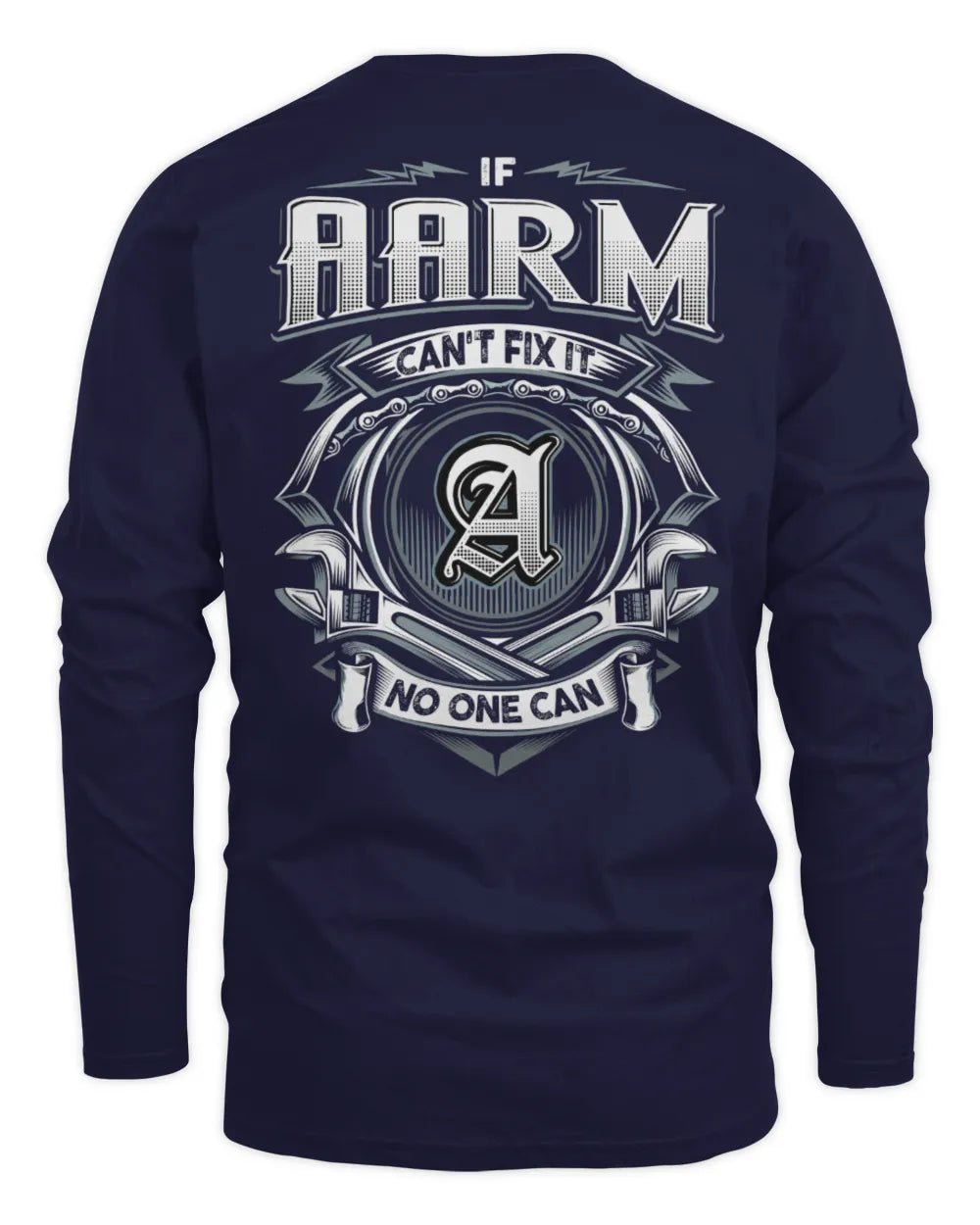 AARM AP81-K4-626 - Personalized Ahmed Quote Apparel “If Ahmed Can't Fix It, No One Can” - Men's Long Sleeved T-Shirt - Navy