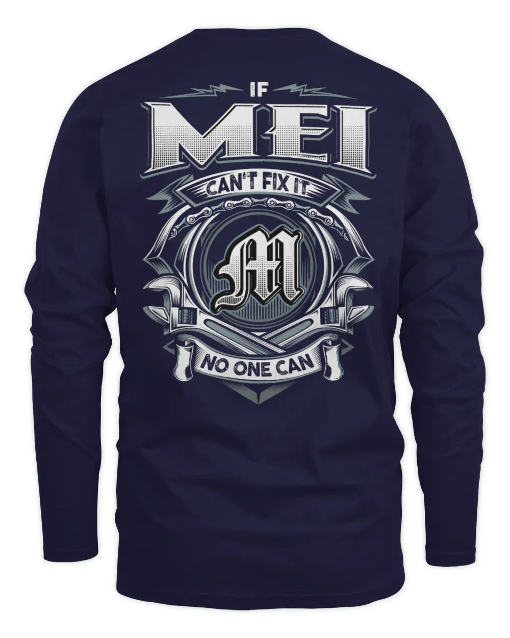 MEI AP81-K4-626 - Personalized Ahmed Quote Apparel “If Ahmed Can't Fix It, No One Can” - Men's Long Sleeved T-Shirt - Navy