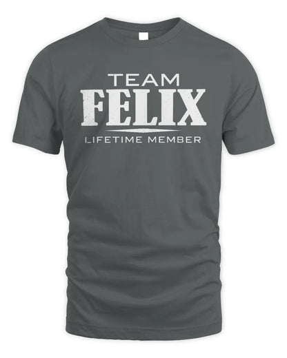 FELIX BL62-K4-128 - Personalized “Team NAME Lifetime Member” - Unisex Standard T-Shirt - Charcoal