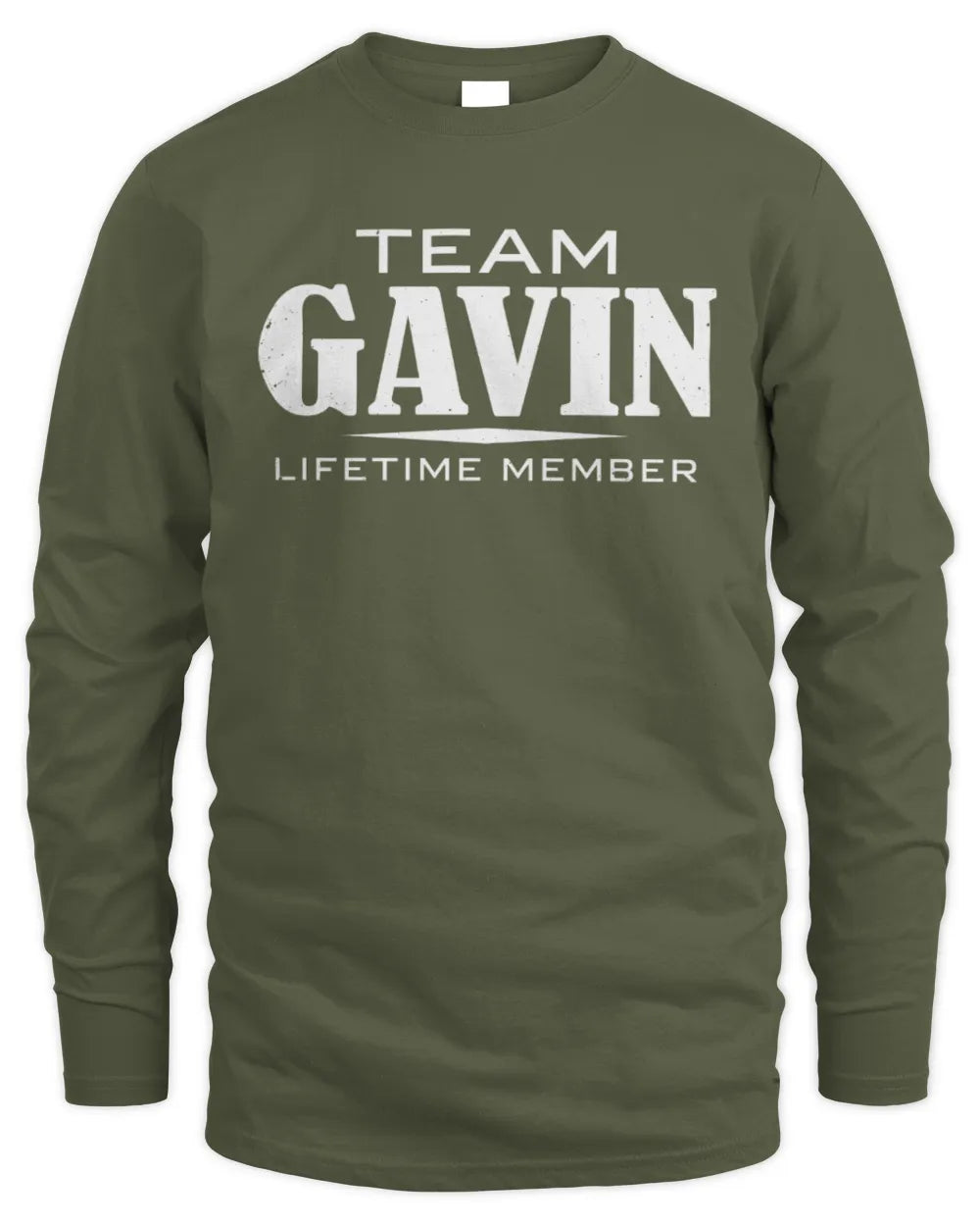 GAVIN BL62-K4-128 - Personalized “Team NAME Lifetime Member” - Men's Long Sleeved T-Shirt - Military Green
