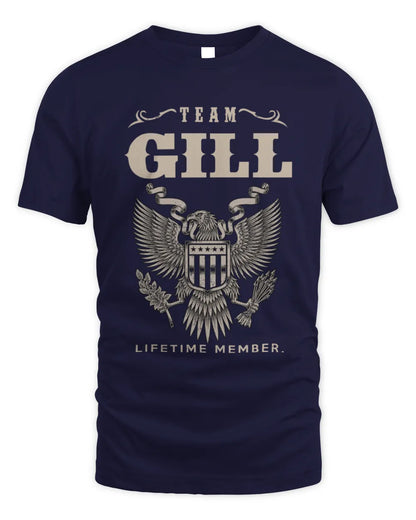 GILL TP06-K82 – Personalized Classic Style Apparel “Team NAME Lifetime Member” - Unisex Standard T-Shirt - Navy