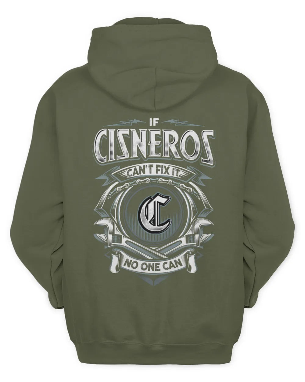 CISNEROS AP81-K4-626 - Personalized Ahmed Quote Apparel “If Ahmed Can't Fix It, No One Can” - Unisex Hoodie - Military Green