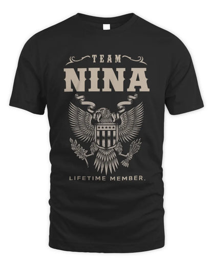 NINA TP06-K82 – Personalized Classic Style Apparel “Team NAME Lifetime Member” - Unisex Standard T-Shirt - Black