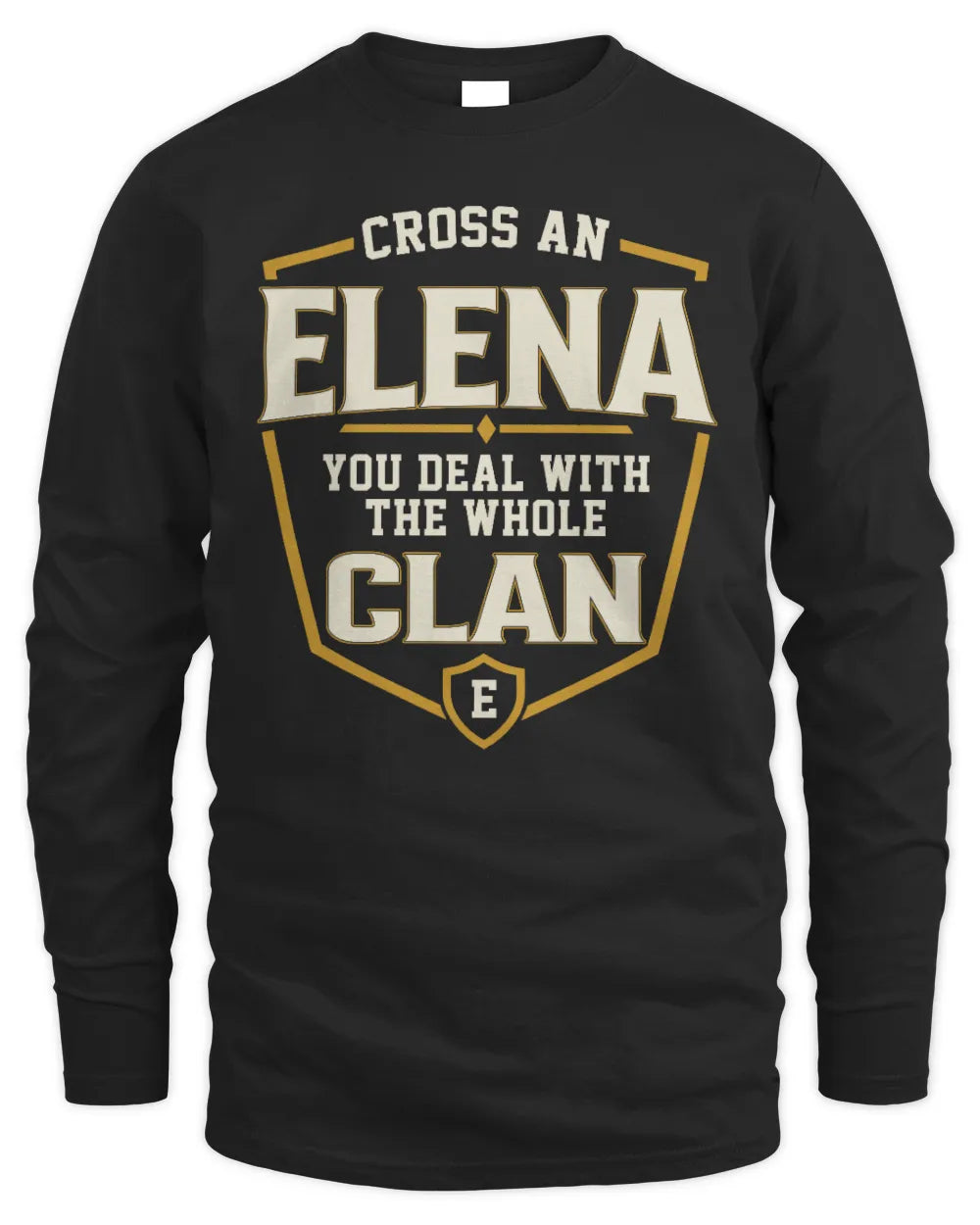 ELENA NT1-K008 Cross A/An NAME, You Deal With the Whole Clan | Personalized Vintage T-Shirt - Men's Long Sleeved T-Shirt - Black