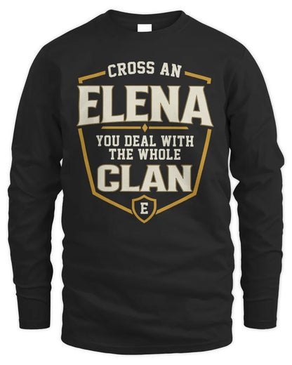 ELENA NT1-K008 Cross A/An NAME, You Deal With the Whole Clan | Personalized Vintage T-Shirt - Men's Long Sleeved T-Shirt - Black