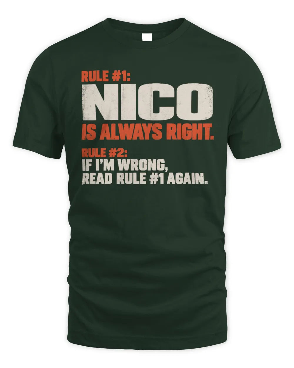 NICO NP1-H006 
Always Right Personalized Name T-Shirt – Funny Custom Name Shirt - Unisex Standard T-Shirt - Forest Green