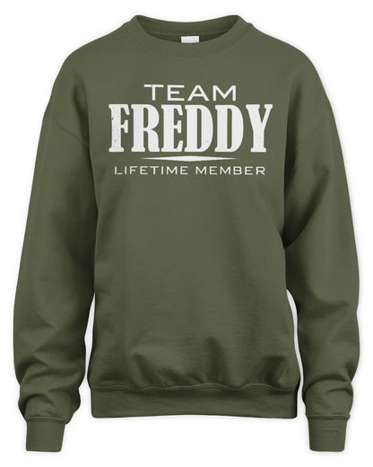 FREDDY BL62-K4-128 - Personalized “Team NAME Lifetime Member” - Unisex Sweatshirt - Military Green