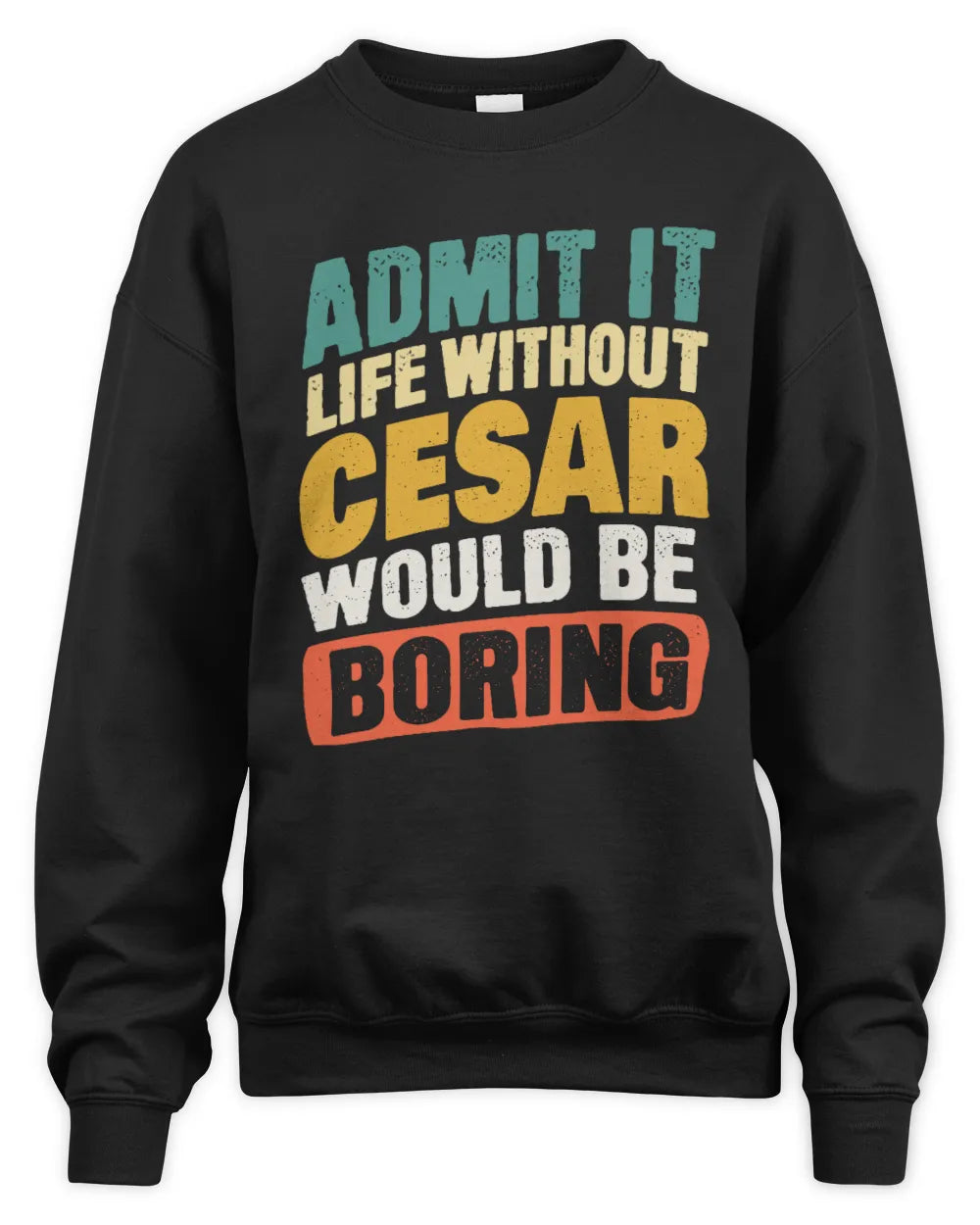 CESAR TP88-K4-229
Personalized Funny Quote Apparel “Life Without NAME Would Be Boring” - Unisex Sweatshirt - Black
