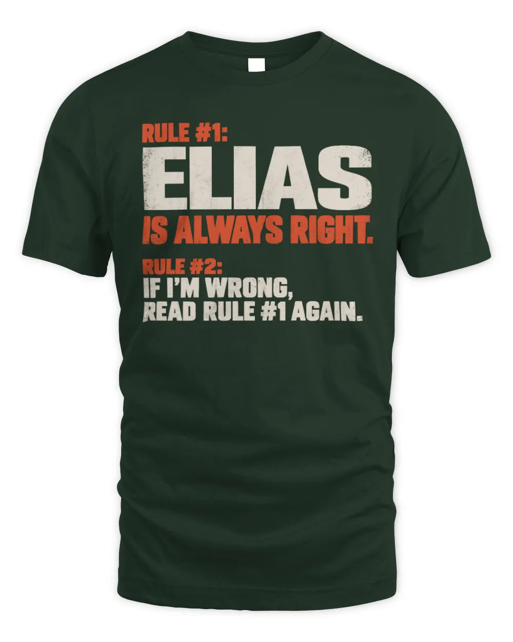 ELIAS NP1-H006 
Always Right Personalized Name T-Shirt – Funny Custom Name Shirt - Unisex Standard T-Shirt - Forest Green