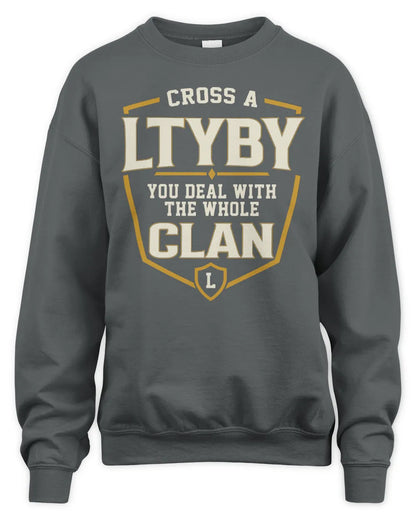 LTYBY NT1-K008 Cross A/An NAME, You Deal With the Whole Clan | Personalized Vintage T-Shirt - Unisex Sweatshirt - Charcoal
