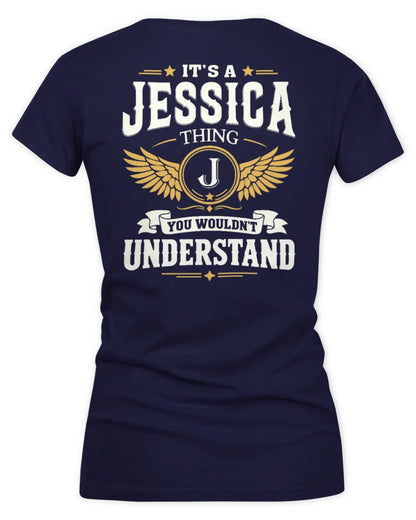 JESSICA KT06-M008 It’s a [NAME] Thing – You Wouldn’t Understand | Personalized Vintage T-Shirt - Women's V-Neck T-Shirt - Navy