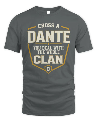 DANTE NT1-K008 Cross A/An NAME, You Deal With the Whole Clan | Personalized Vintage T-Shirt - Unisex Standard T-Shirt - Charcoal