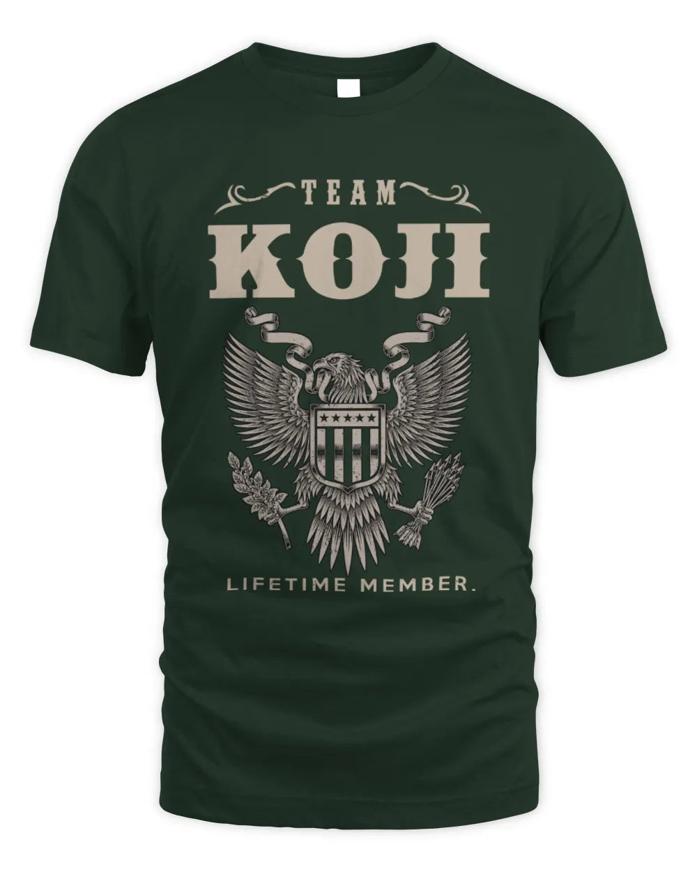 KOJI TP06-K82 – Personalized Classic Style Apparel “Team NAME Lifetime Member” - Unisex Standard T-Shirt - Forest Green