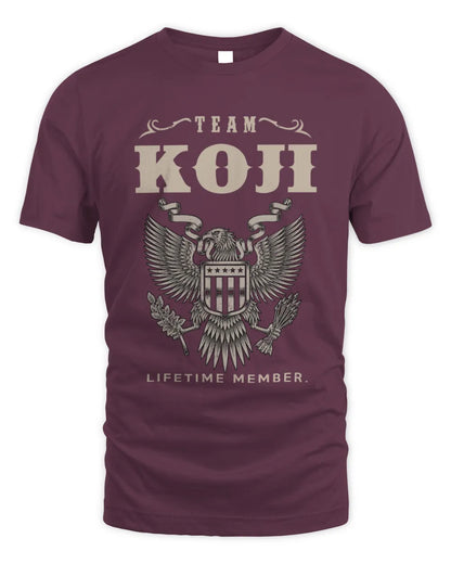 KOJI TP06-K82 – Personalized Classic Style Apparel “Team NAME Lifetime Member” - Unisex Standard T-Shirt - Maroon