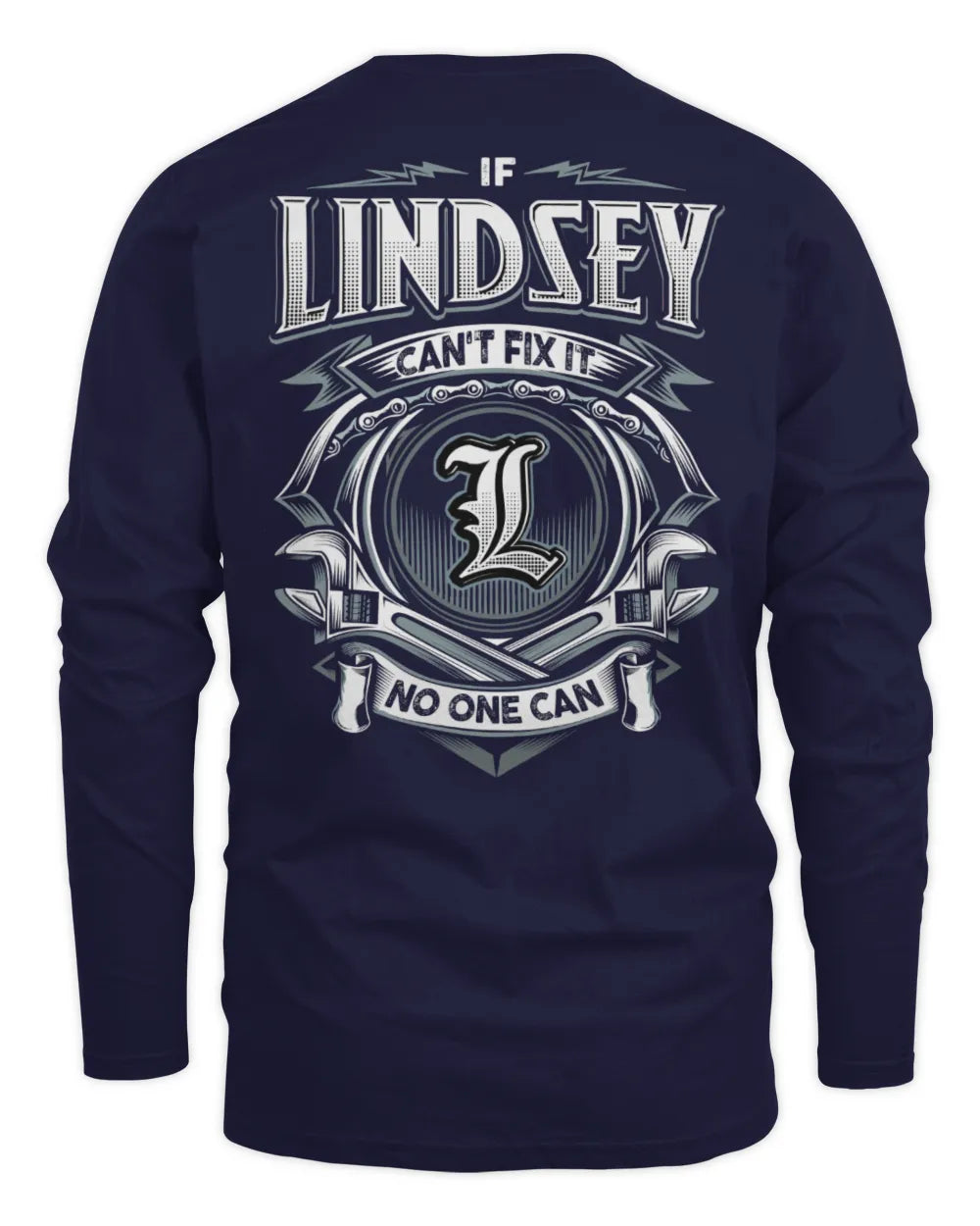 LINDSEY AP81-K4-626 - Personalized Ahmed Quote Apparel “If Ahmed Can't Fix It, No One Can” - Men's Long Sleeved T-Shirt - Navy