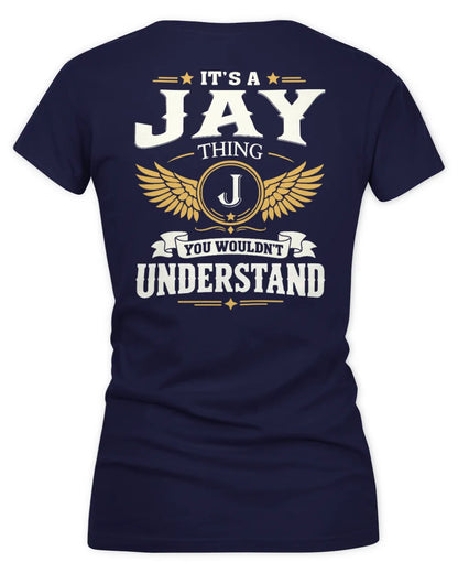 JAY KT06-M008 It’s a [NAME] Thing – You Wouldn’t Understand | Personalized Vintage T-Shirt - Women's V-Neck T-Shirt - Navy