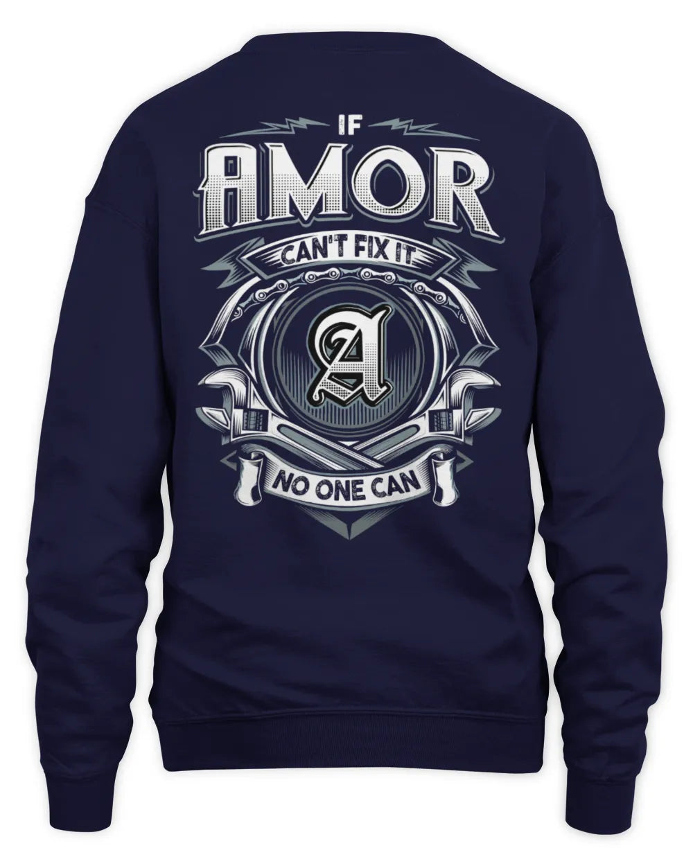 AMOR AP81-K4-626 - Personalized Ahmed Quote Apparel “If Ahmed Can't Fix It, No One Can” - Unisex Sweatshirt - Navy