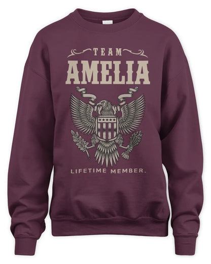 AMELIA TP06-K82 – Personalized Classic Style Apparel “Team NAME Lifetime Member” - Unisex Sweatshirt - Maroon