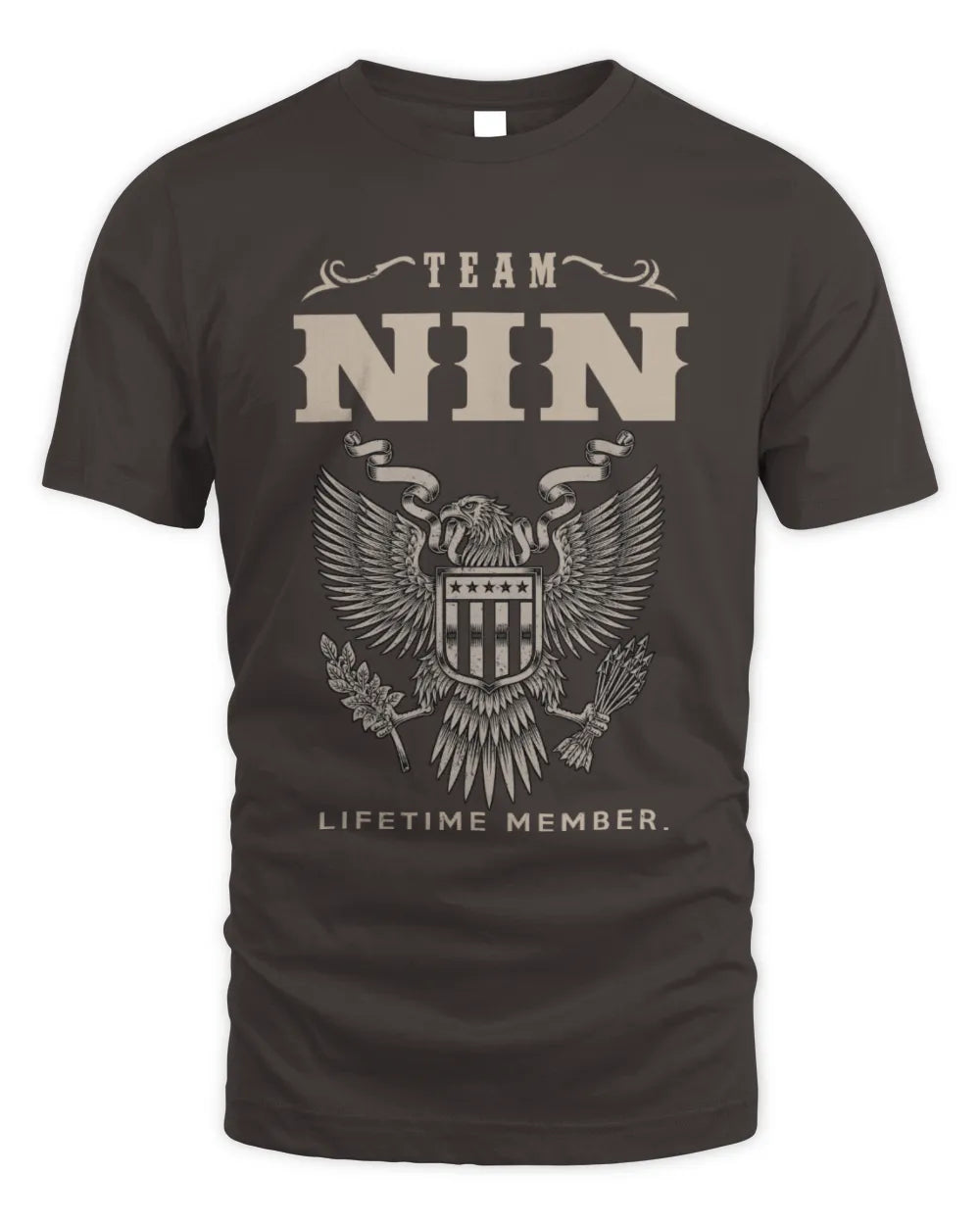 NIN TP06-K82 – Personalized Classic Style Apparel “Team NAME Lifetime Member” - Unisex Standard T-Shirt - Dark Chocolate