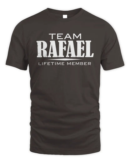 RAFAEL BL62-K4-128 - Personalized “Team NAME Lifetime Member” - Unisex Standard T-Shirt - Dark Chocolate