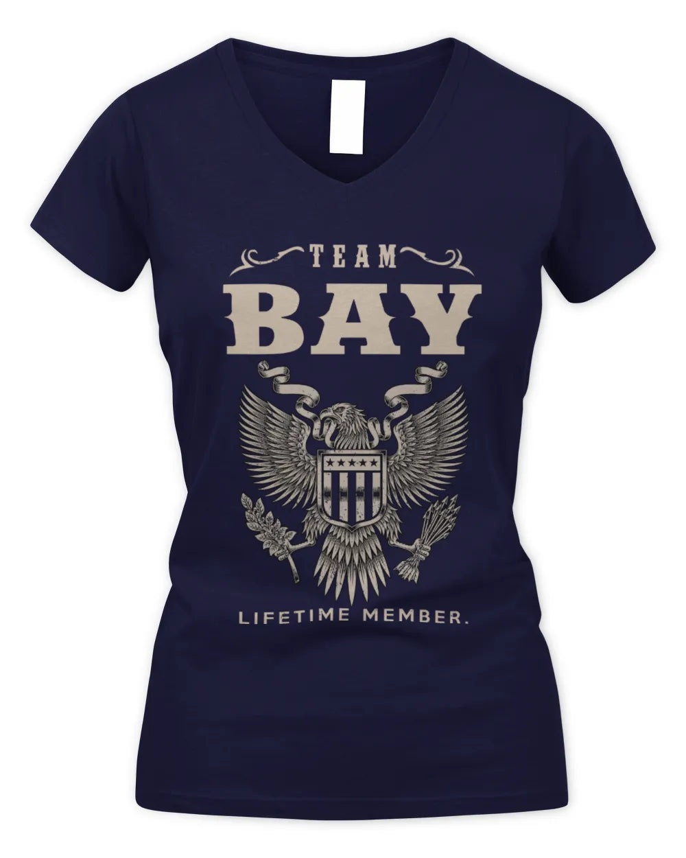 BAY TP06-K82 – Personalized Classic Style Apparel “Team NAME Lifetime Member” - Women's V-Neck T-Shirt - Navy