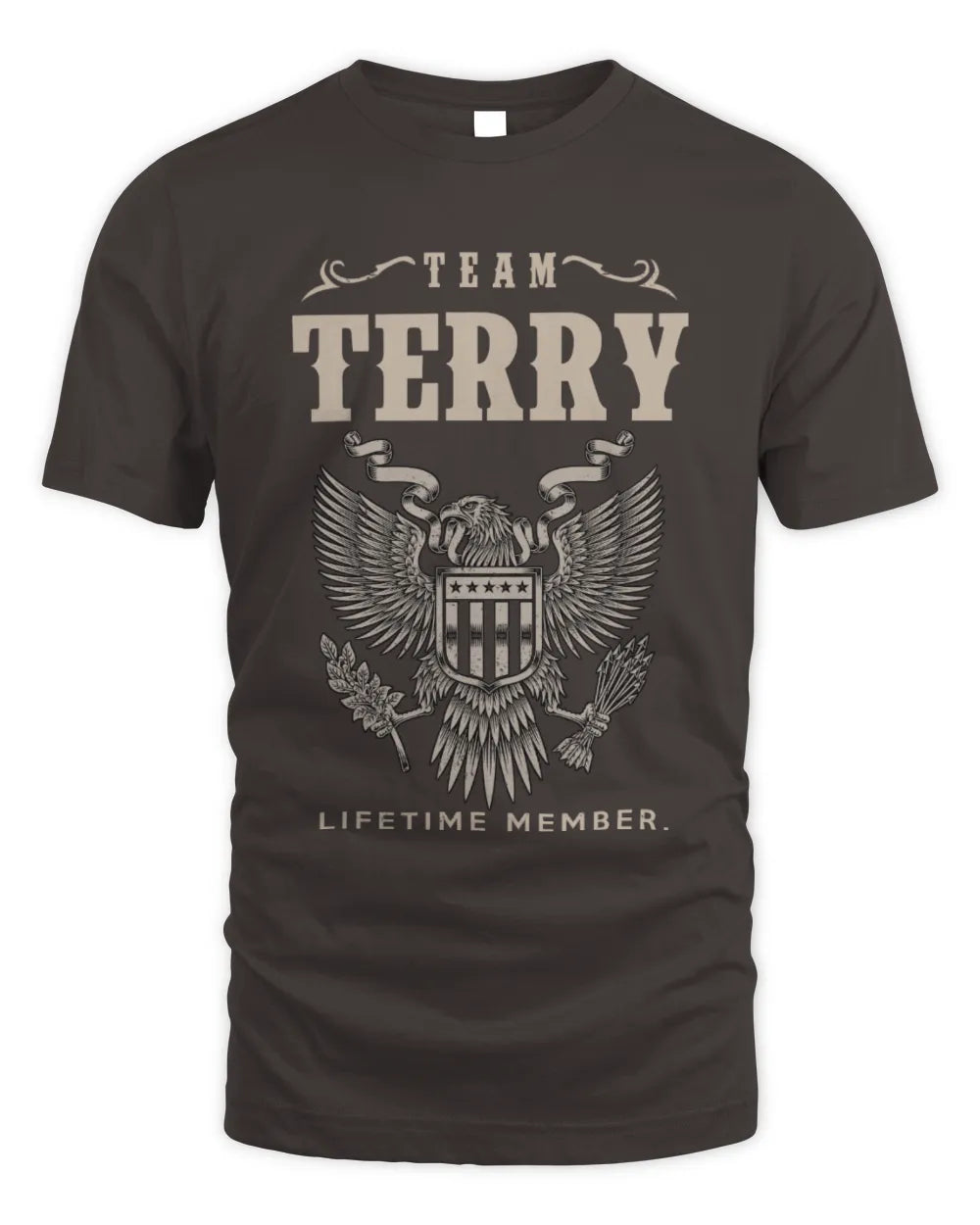 TERRY TP06-K82 – Personalized Classic Style Apparel “Team NAME Lifetime Member” - Unisex Standard T-Shirt - Dark Chocolate