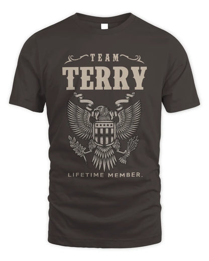 TERRY TP06-K82 – Personalized Classic Style Apparel “Team NAME Lifetime Member” - Unisex Standard T-Shirt - Dark Chocolate