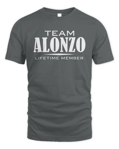 ALONZO BL62-K4-128 - Personalized “Team NAME Lifetime Member” - Unisex Standard T-Shirt - Charcoal