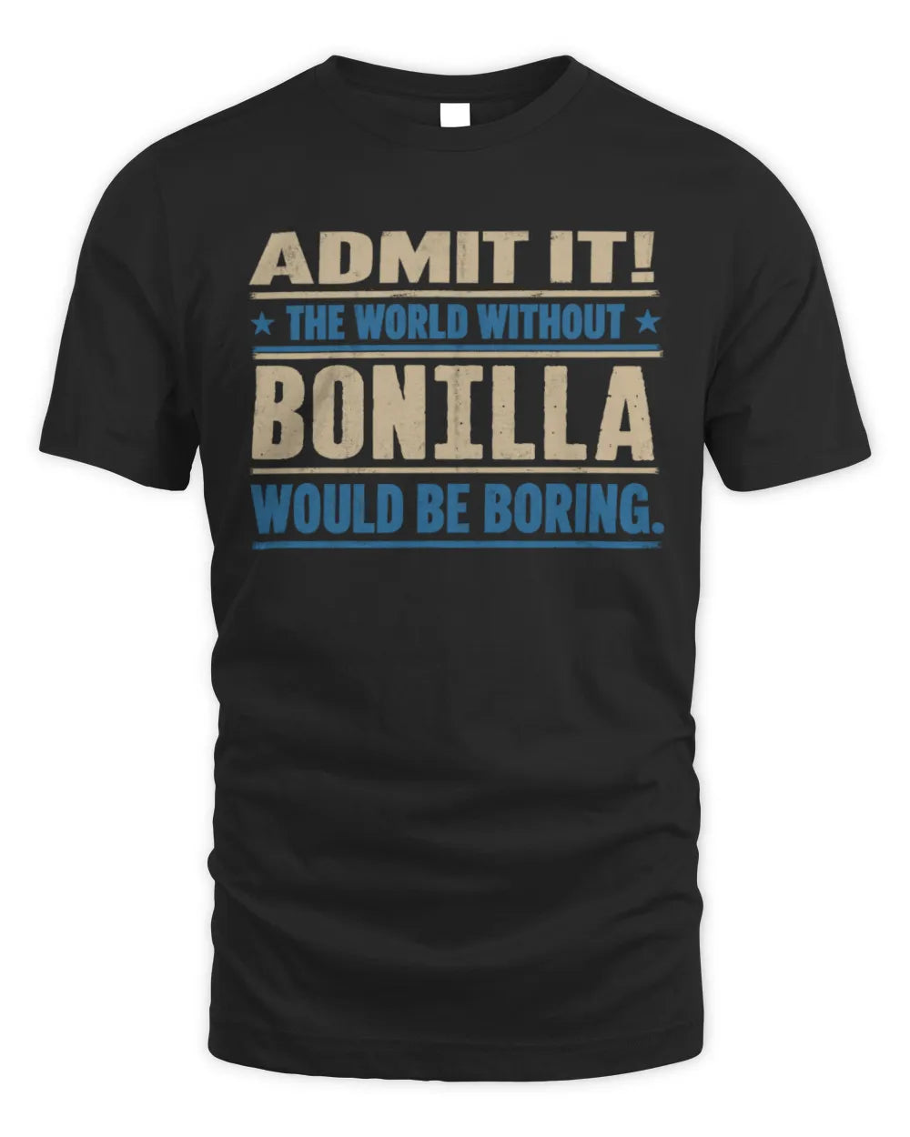 BONILLA TP68-K2-968 – Personalized Funny Quote Apparel “The World Without NAME Would Be Boring”