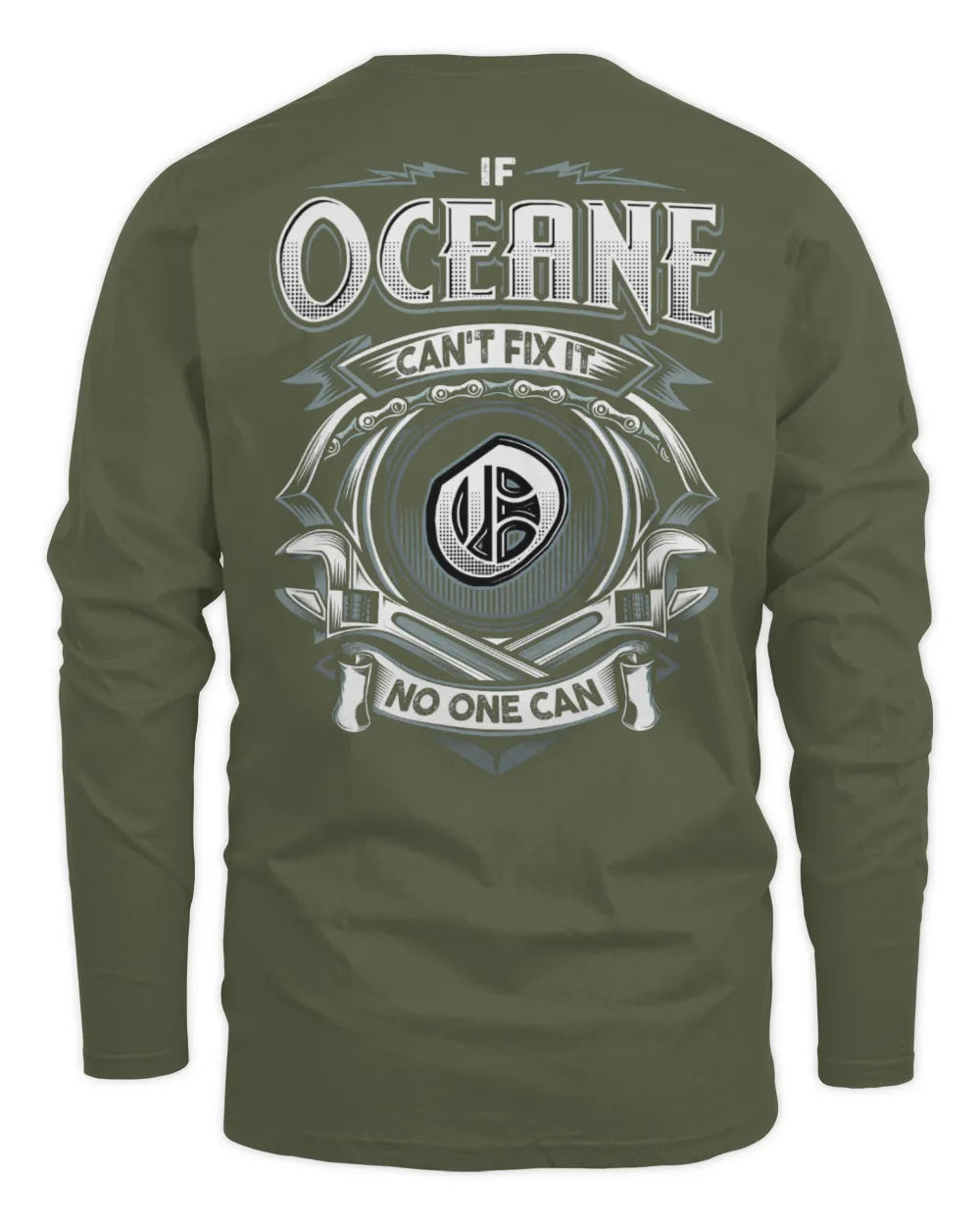 OCEANE AP81-K4-626 - Personalized Ahmed Quote Apparel “If Ahmed Can't Fix It, No One Can” - Men's Long Sleeved T-Shirt - Military Green