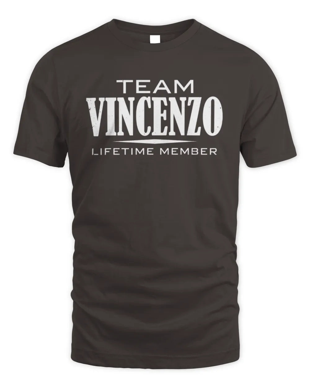 VINCENZO BL62-K4-128 - Personalized “Team NAME Lifetime Member” - Unisex Standard T-Shirt - Dark Chocolate