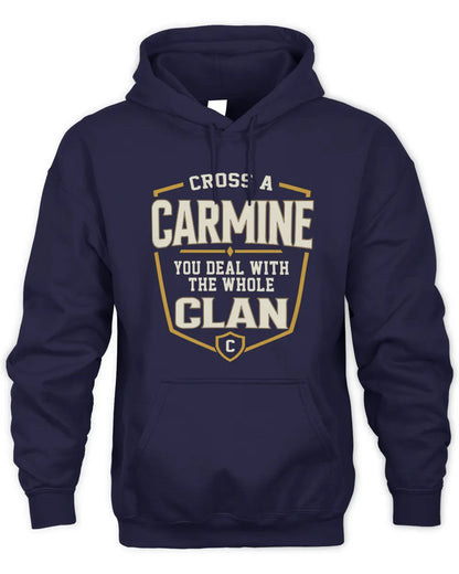 CARMINE NT1-K008 Cross A/An NAME, You Deal With the Whole Clan | Personalized Vintage T-Shirt - Unisex Hoodie - Navy