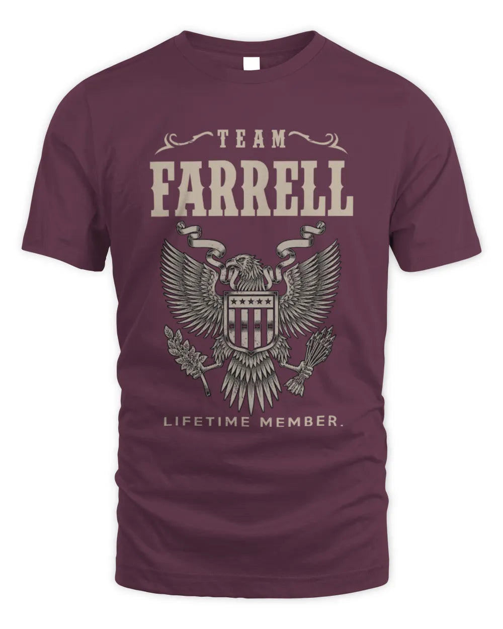 FARRELL TP06-K82 – Personalized Classic Style Apparel “Team NAME Lifetime Member” - Unisex Standard T-Shirt - Maroon