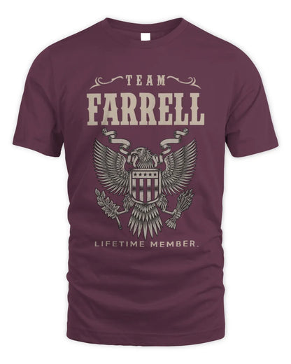 FARRELL TP06-K82 – Personalized Classic Style Apparel “Team NAME Lifetime Member” - Unisex Standard T-Shirt - Maroon