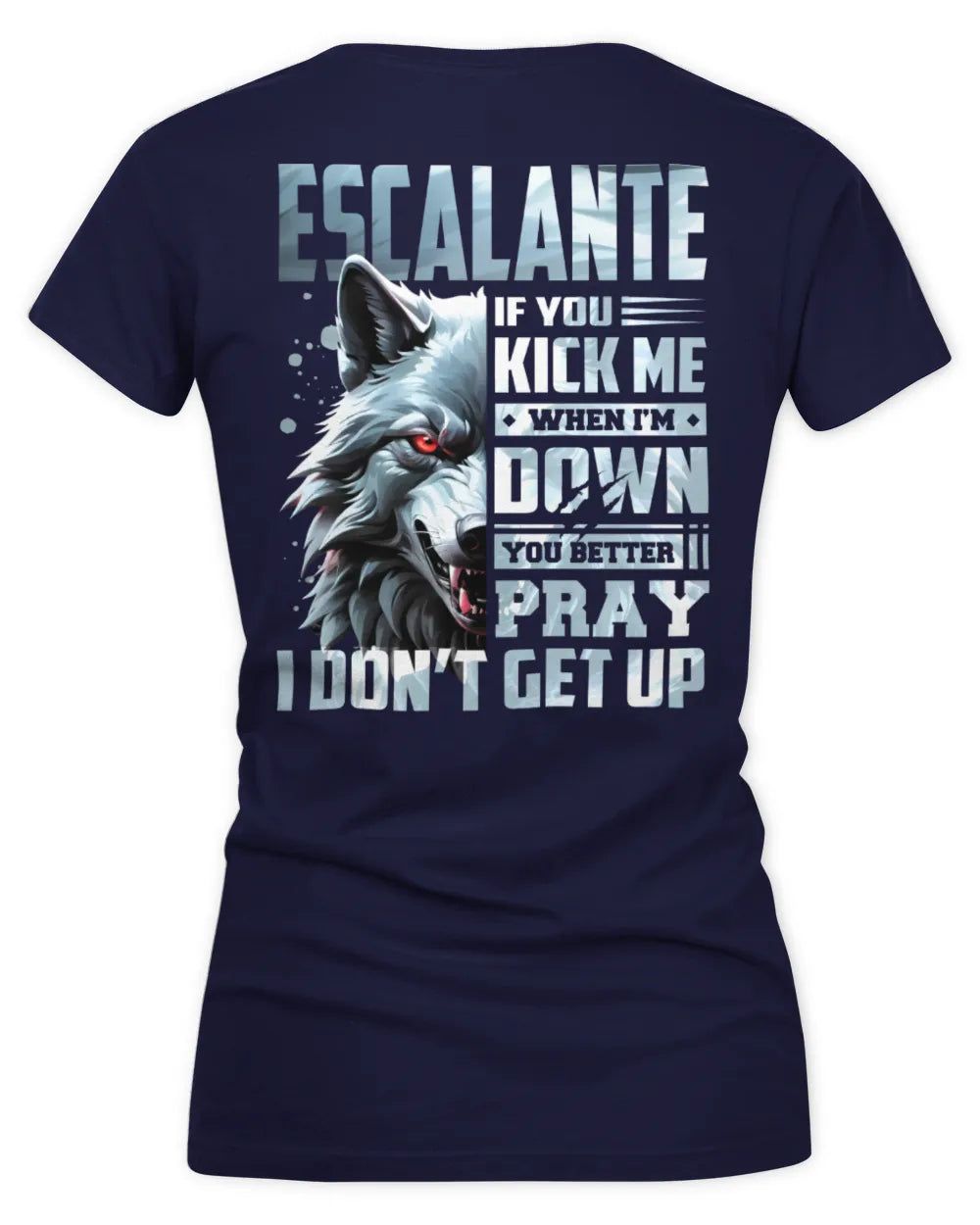 ESCALANTE AP62-K4-666 - Personalized Fierce Wolf Quote Apparel “If You Kick Me When I’m Down, You Better Pray I Don’t Get Up” - Women's V-Neck T-Shirt - Navy