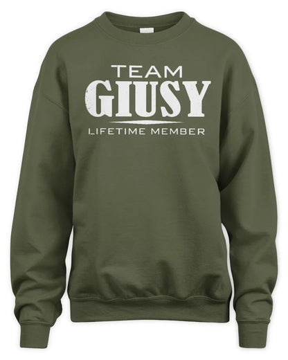 GIUSY BL62-K4-128 - Personalized “Team NAME Lifetime Member” - Unisex Sweatshirt - Military Green