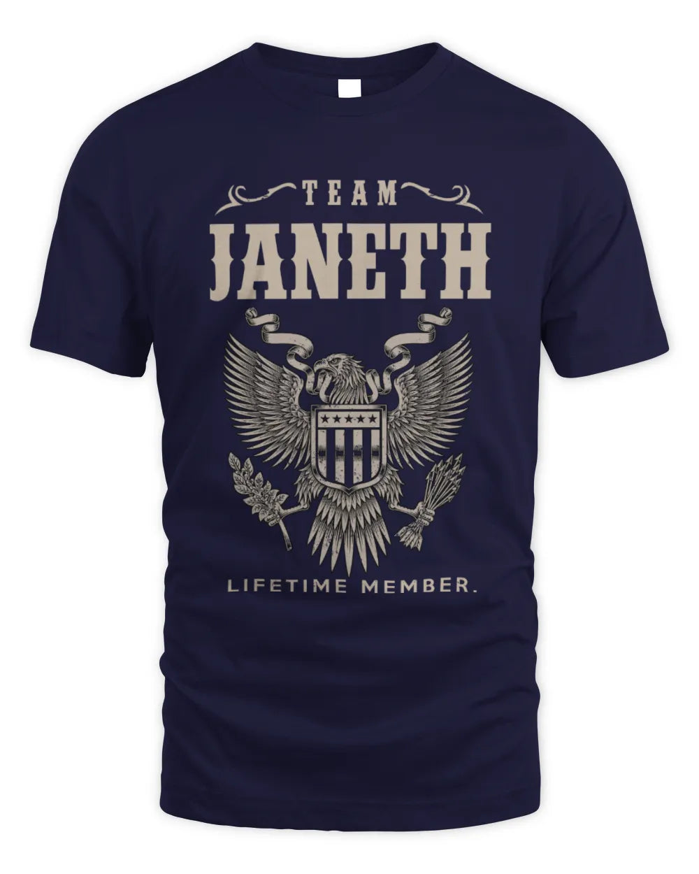 JANETH TP06-K82 – Personalized Classic Style Apparel “Team NAME Lifetime Member” - Unisex Standard T-Shirt - Navy