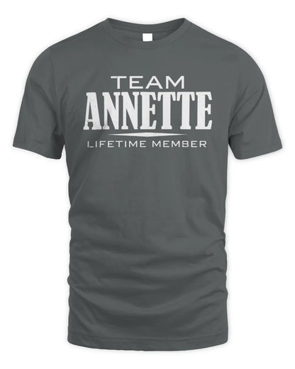 ANNETTE BL62-K4-128 - Personalized “Team NAME Lifetime Member” - Unisex Standard T-Shirt - Charcoal